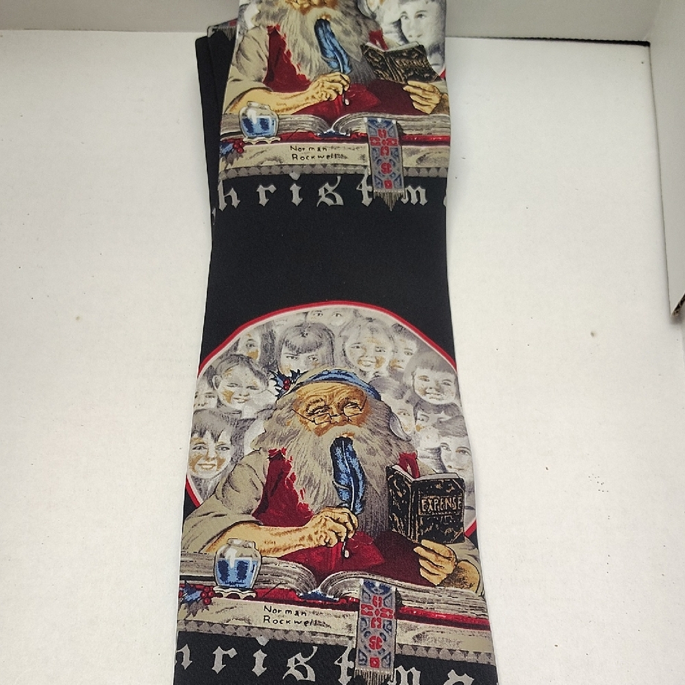 Norman Rockwell Christmas Tie - Black and Red